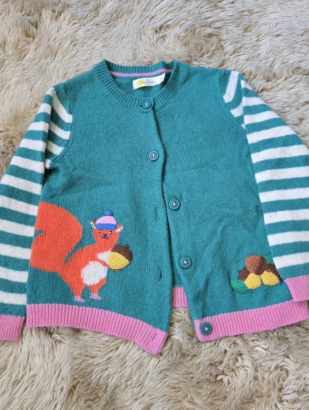 Baby Boden Size 3/4 Girls Knit Fall Squirrel Cardigan